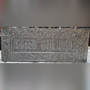 Galvanized Metal Wall Art "BLESS  OUR HOME"